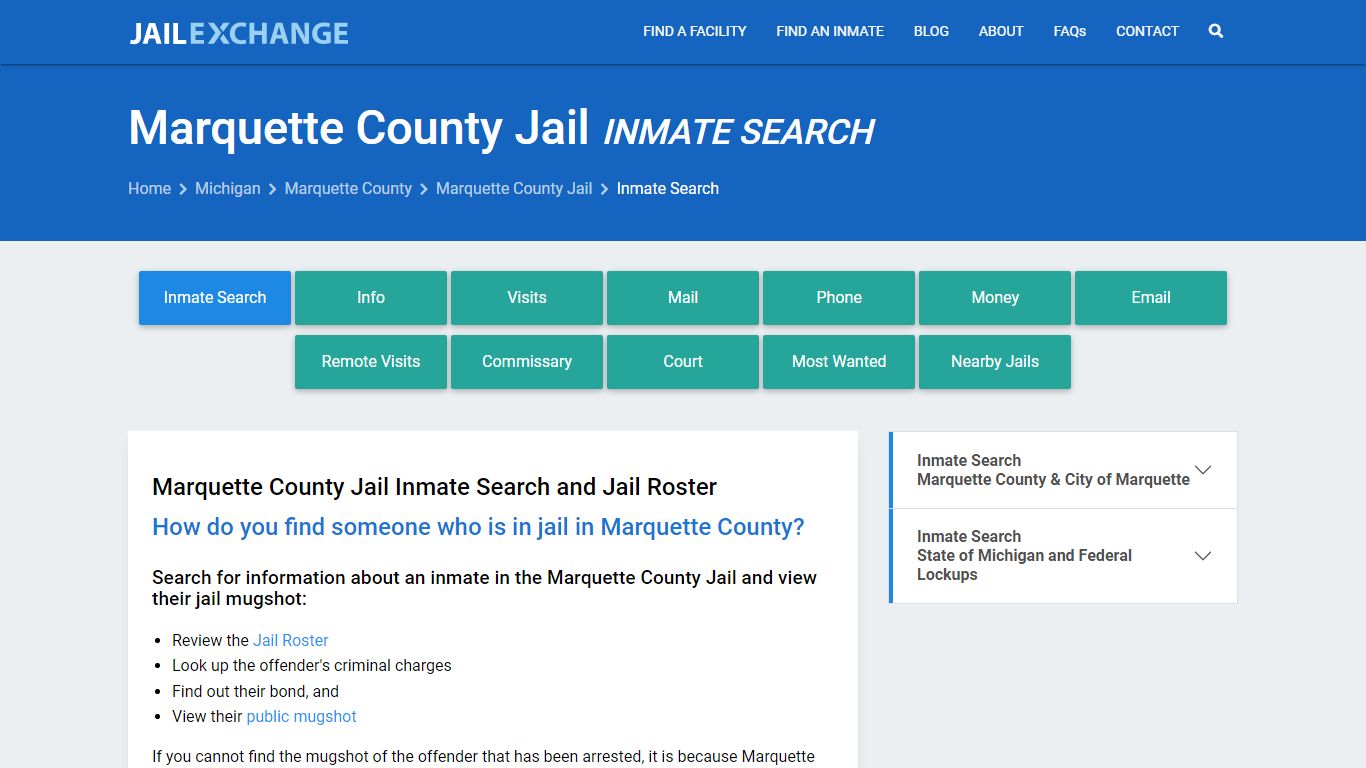 Inmate Search: Roster & Mugshots - Marquette County Jail, MI